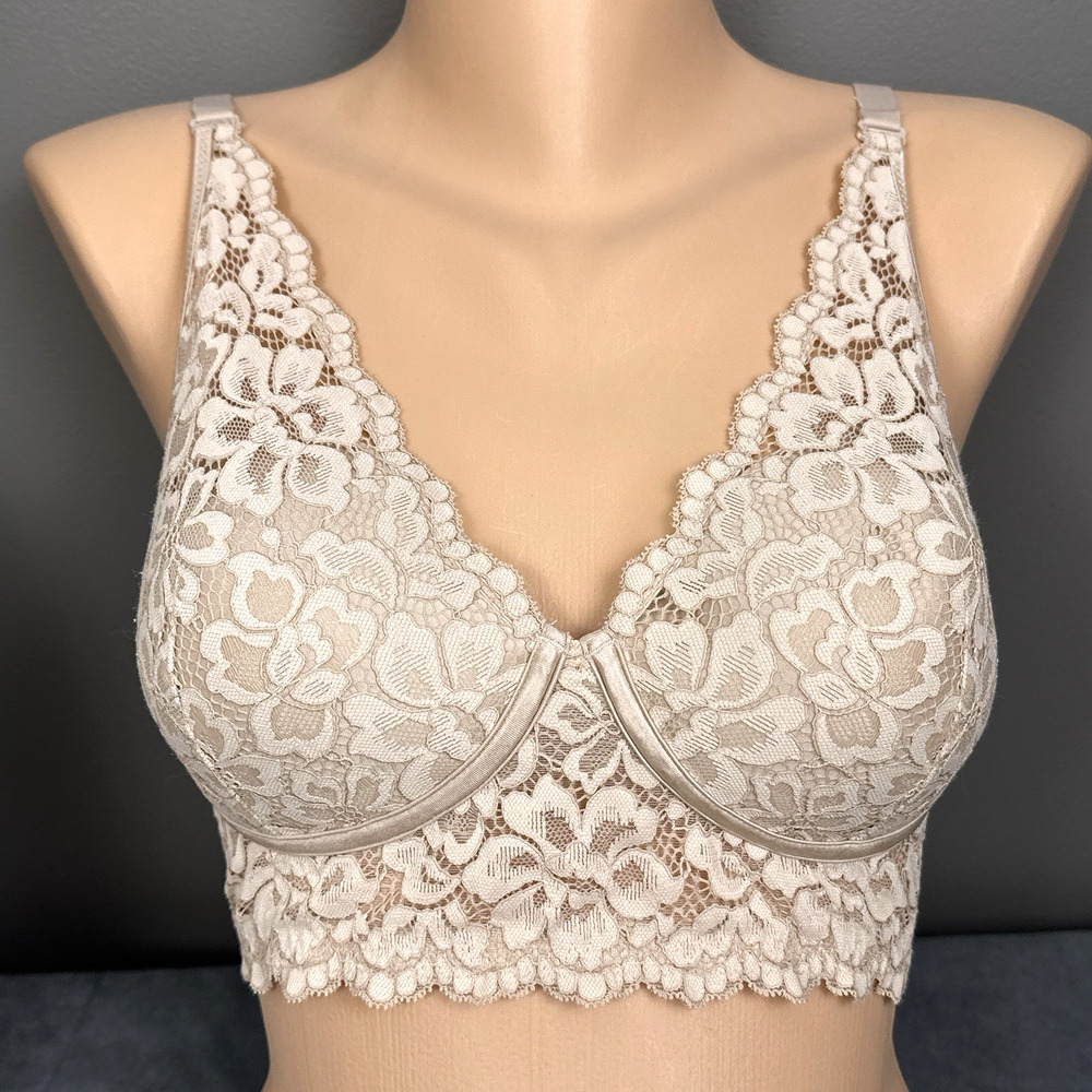 Maidenform Lightly Lined Convertible Lace Bralette 36C Beige DM1188 Wireless